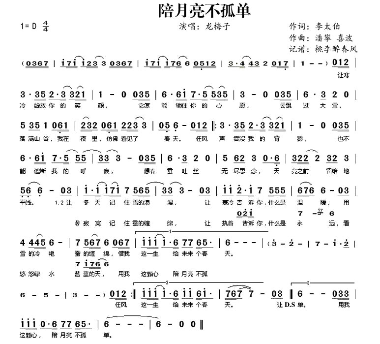 《陪月亮不孤单》(龙梅子演唱)