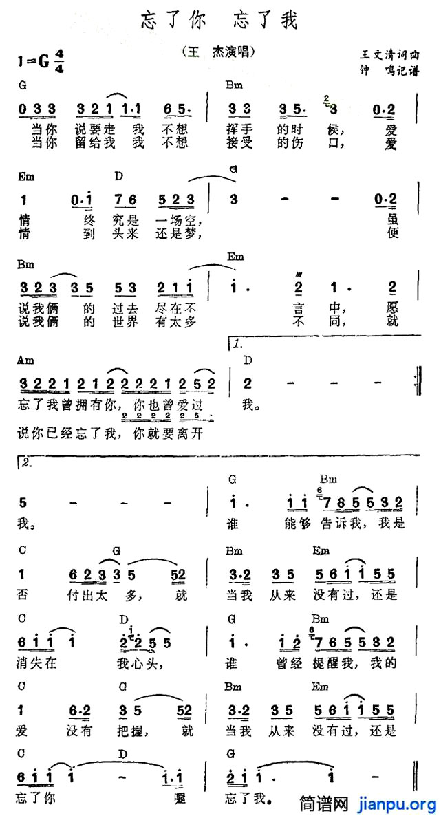 《忘了你忘了我》(王杰演唱)