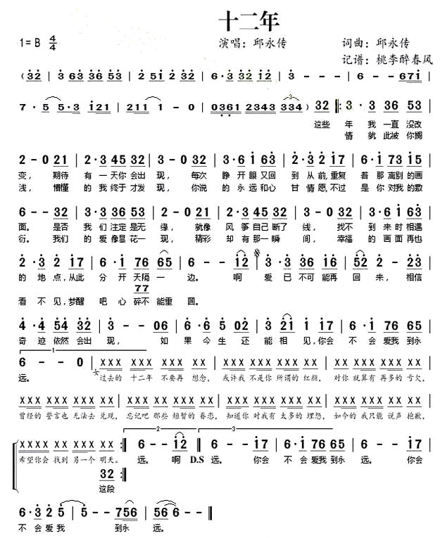 《十二年》(邱永传演唱)