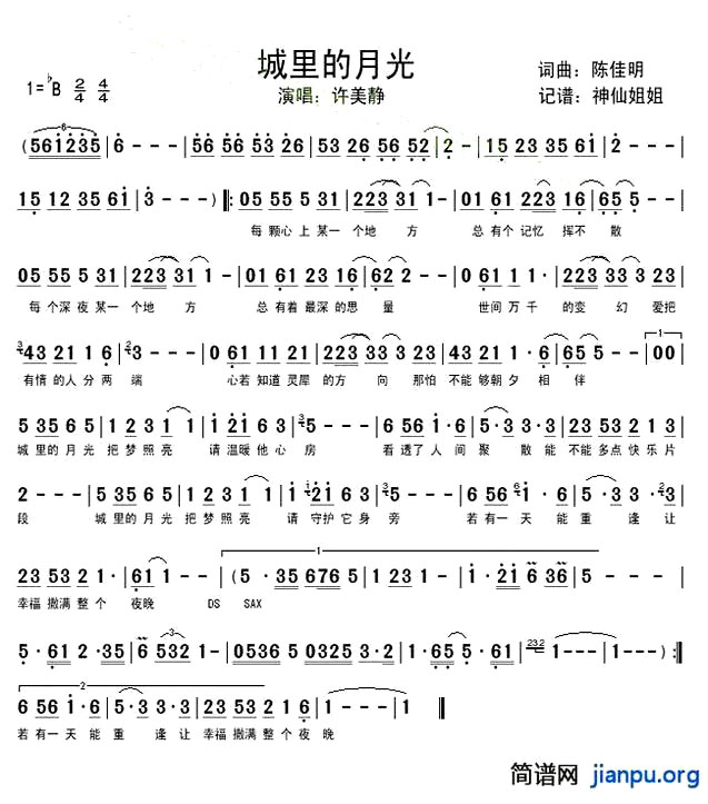 《城里的月光》(许美静演唱)