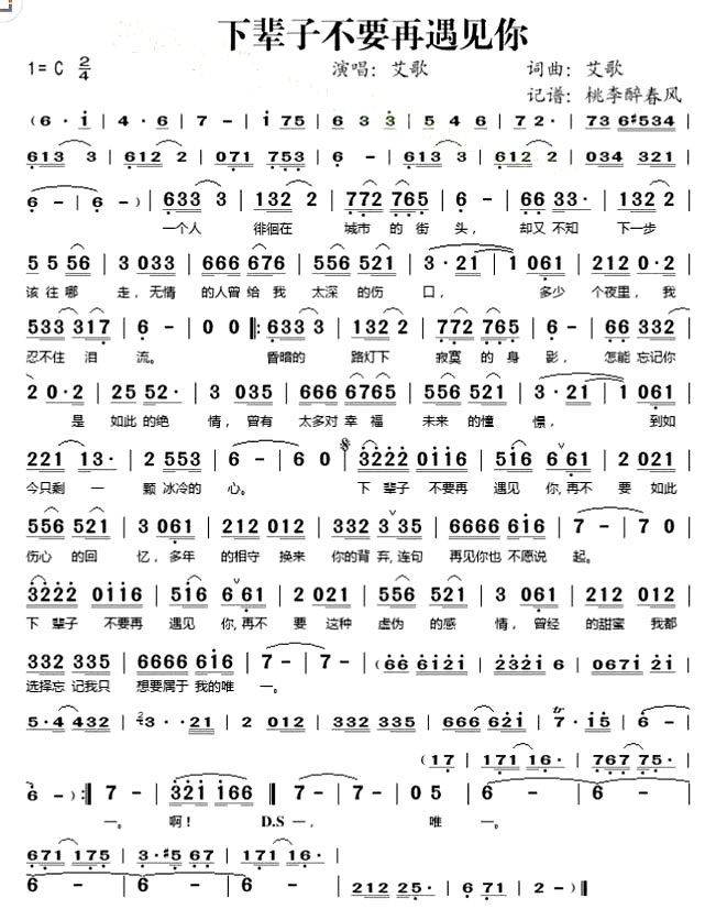 《下辈子不要再遇见你》(艾歌演唱)