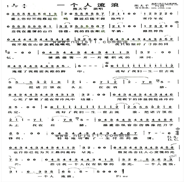 《一个人流浪》 (熊天平演唱)