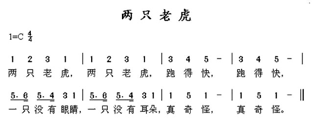 《两只老虎》数字
